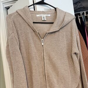 Max Studio Taupe Zip-Up Women's Sweater